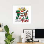 Poster Drôle Cher vin Père Noël (Bureau à domicile)