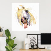 Poster Drôle Cheval Art (Bureau à domicile)