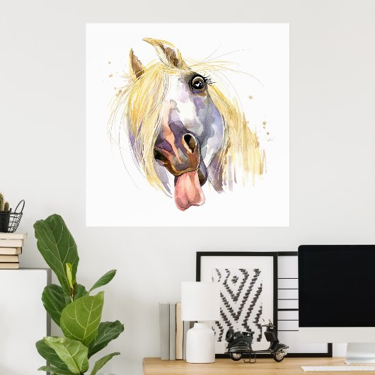 Poster Drôle Cheval Art (Bureau à domicile)