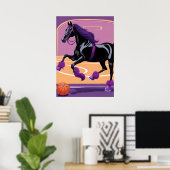 Poster Drôle Cheval Jouer Basket (Bureau à domicile)