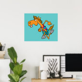 Poster drôle cheval racer course cheval dessin animé (Bureau à domicile)