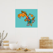 Poster drôle cheval racer course cheval dessin animé (Cuisine)