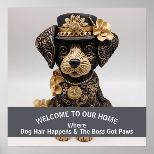 Poster Drôle chien ami animal de compagnie accueil averti (Devant)