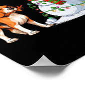 Poster Drôle chien Beagle Snowman feux de Noël Xma (Coin)