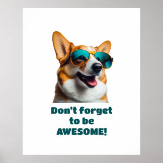 Poster Drôle chien dans les lunettes de soleil N'oubliez