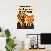 Poster Drôle Chien et Chat Wall Art avec quot Inspiration (Bureau à domicile)