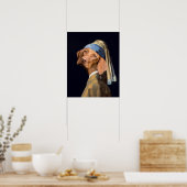Poster Drôle chien fille avec une perle oreille Vermeer P (Cuisine)
