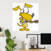 Poster Drôle Chien Jouant Banjo Musique (Bureau à domicile)