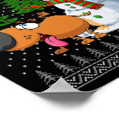 Poster Drôle Chien Pees sur Snowman laide Sweat de Noël X (Coin)