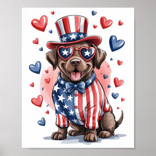 Poster Drôle Chocolat Labrador Chien 4 juillet Indépendan