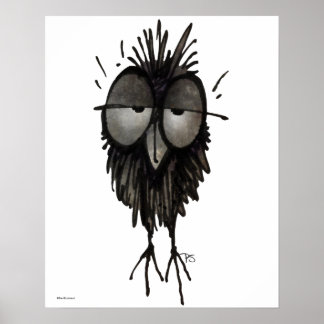 Poster Drôle Chouette endormie