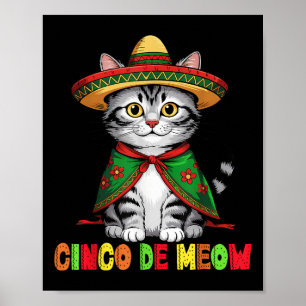 Poster Drôle Cinco De Mayo Chat Mexicain Avec Sombrero Me