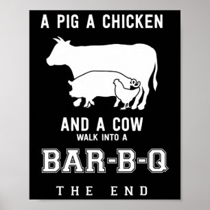 Poster Drôle Cochon Poulet Vache Histoire De Bbq Master R