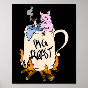 Poster Drôle Cochon rôti rôti barbecue fête grill Master