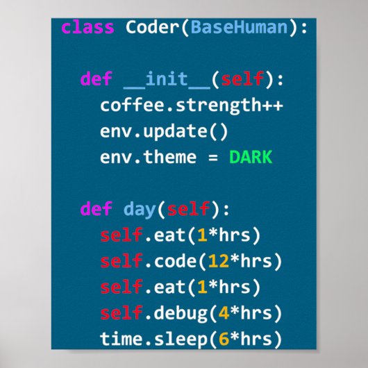 Poster Drôle Codage Python Cl Manger Code Dormir (Devant)
