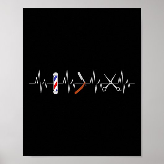 Poster Drôle Coiffure Barbe Pole Comb Lame Beard Coeur (Devant)