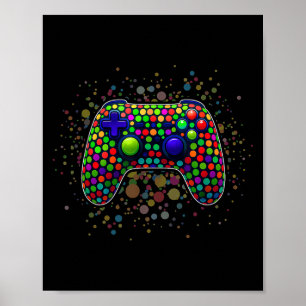 Poster Drôle contrôleur de jeu Polka Dot Video Gamers Dot