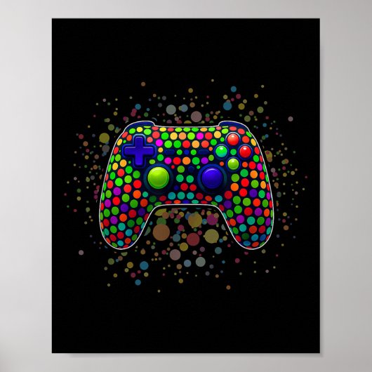 Poster Drôle contrôleur de jeu Polka Dot Video Gamers Dot (Devant)