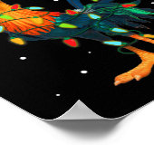 Poster Drôle Coq De Noël Enveloppé Dans La Lumière De Noë (Coin)