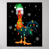 Poster Drôle Coq De Noël Enveloppé Dans La Lumière De Noë (Devant)