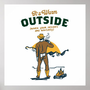 Poster Drôle Cowboy Boire Whiskey