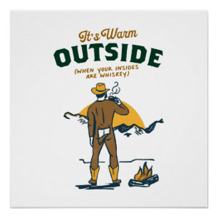 Poster Drôle Cowboy Boire Whiskey