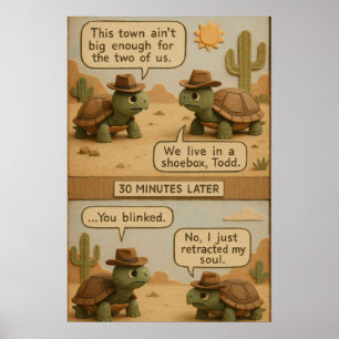 Poster Drôle Cowboy Turtles Desert Standoff Comique