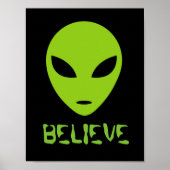Poster Drôle CROIRE vert alien tête d'affiche d'art (Devant)