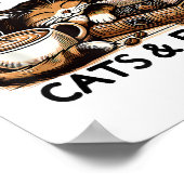 Poster Drôle Cute Coffee Cats Livres Lover Idea Cadeau Fe (Coin)