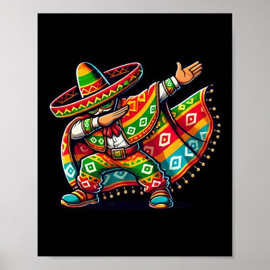 Poster Drôle Dabbing Boys Mexicain Poncho Cinco De Mayo (Devant)