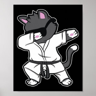 Poster Drôle Dabbing Karate Chat Pour Les Filles Karaté
