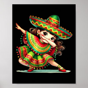 Poster Drôle Dabbing Mexicaine Filles Cinco De Mayo Ponch