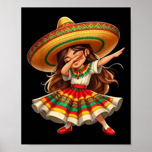 Poster Drôle Dabbing Mexicaine Sombrero Cinco De Mayo Gir