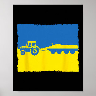 Poster Drôle d'agriculteur ukrainien : un tracteur vole u