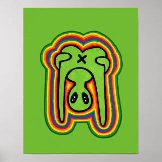 Poster Drôle d'alien Rétro Coloré Psychédélique Arc-en-ci