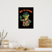 Poster Drôle d'alligator rétro À plus tard (Cuisine)