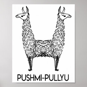 Poster Drôle d'alpaga de style lama, yoga Pushmi-pullyu