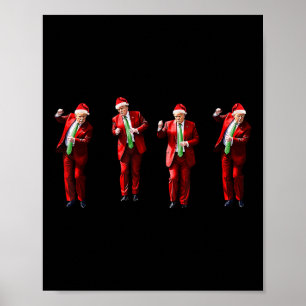 Poster Drôle danse Trump Père Noël Noël Xmas Pyjama