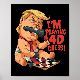 Poster Drôle d'anti-trump par parodie d'échecs 4d Drôle d