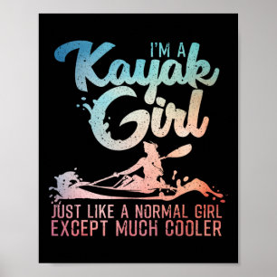 Poster Drôle d'art de fille en kayak pour les femmes amou