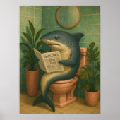 Poster Drôle d'art mural de salle de bain requin | Requin (Devant)