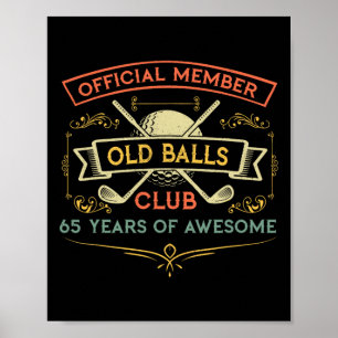Poster Drôle de 65e anniversaire Vieux club Golfeur de 65