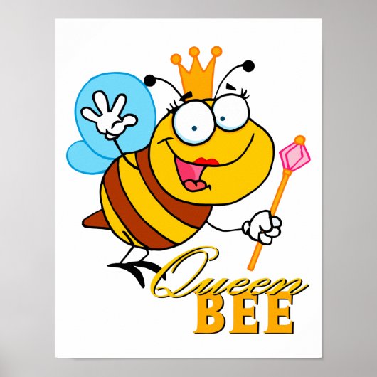 Poster drôle de bande dessinée queen bee avec texte (Devant)