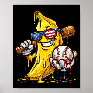 Poster Drôle de Baseball Drip Drapeau Américain Garçons E