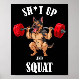 Poster Drôle de Berger Allemand Fitness Squat Workout Wei