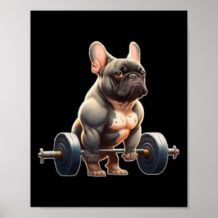 Poster Drôle de Bodybuilding de Bouledogue Français Gym F