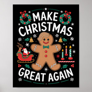 Poster Drôle de bonhomme en pain d'épice Trump rend Noël