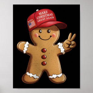 Poster Drôle de bonhomme en pain d'épice Trump rend Noël