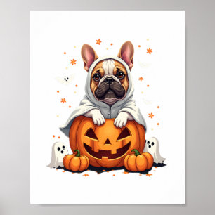Poster Drôle de Bulldog Anglais Fantôme Boo Halloween Fem