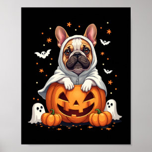 Poster Drôle de Bulldog Anglais Fantôme Boo Halloween Fem